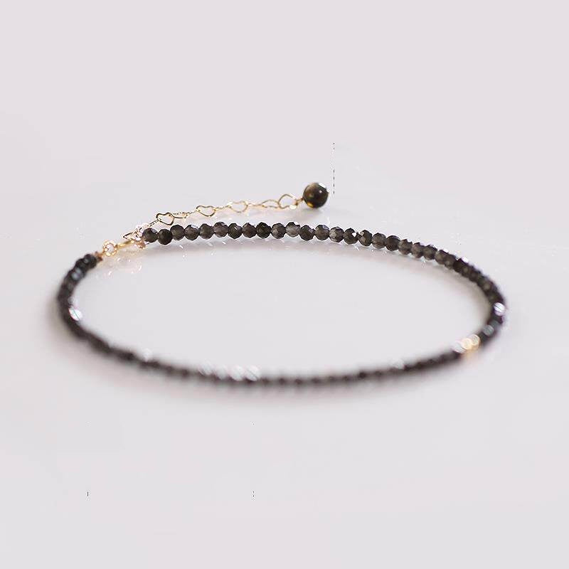 Ultra-fine Natural Obsidian Anklet For Women