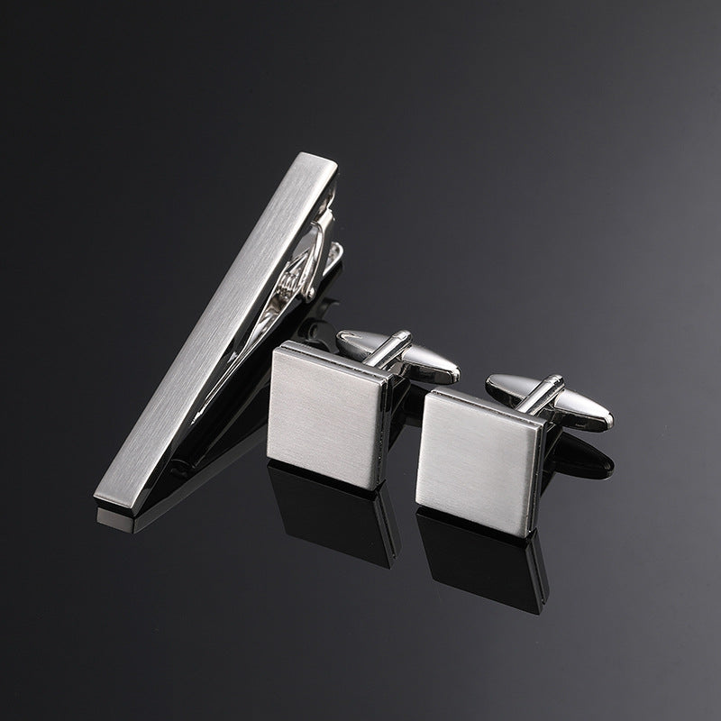 Gold Silver Black Cross Square Brushed Tie Clip
