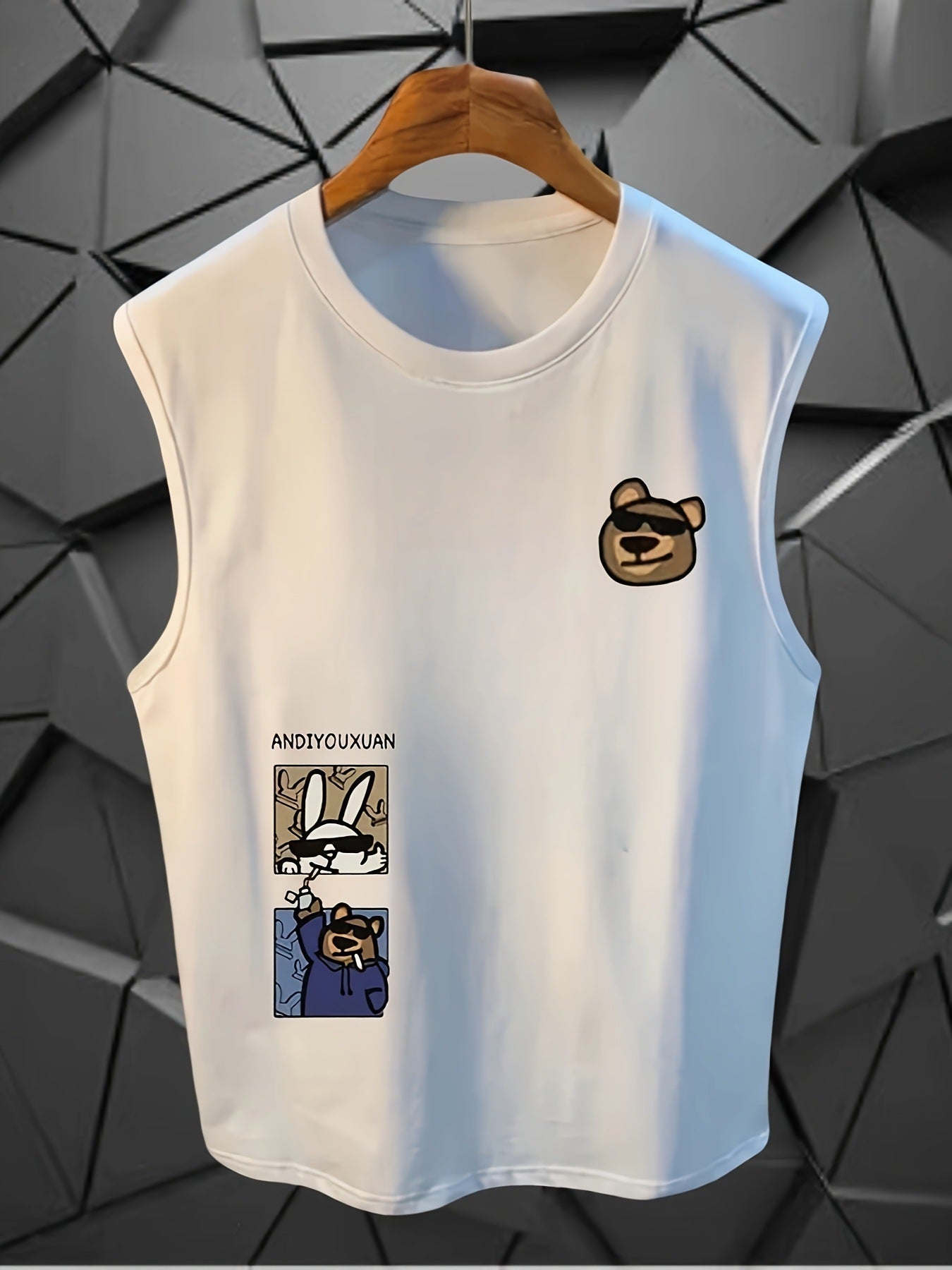 Fashionable Mens Sleeveless Printed Top