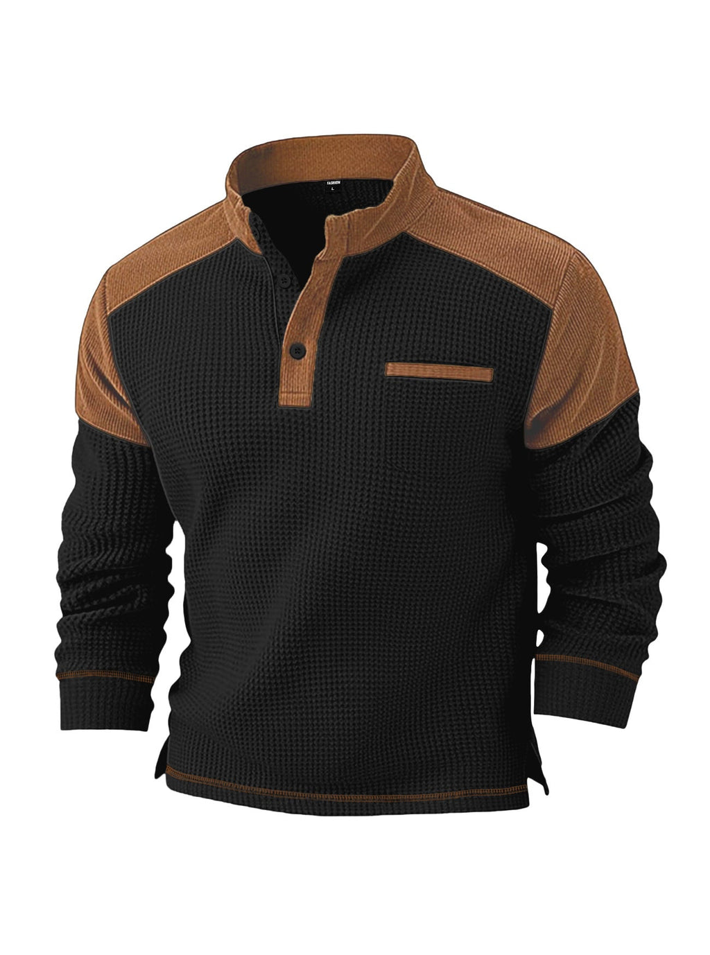 Mens Casual Corduroy Hoodie With A Stand-up Collar And Long Sleeves