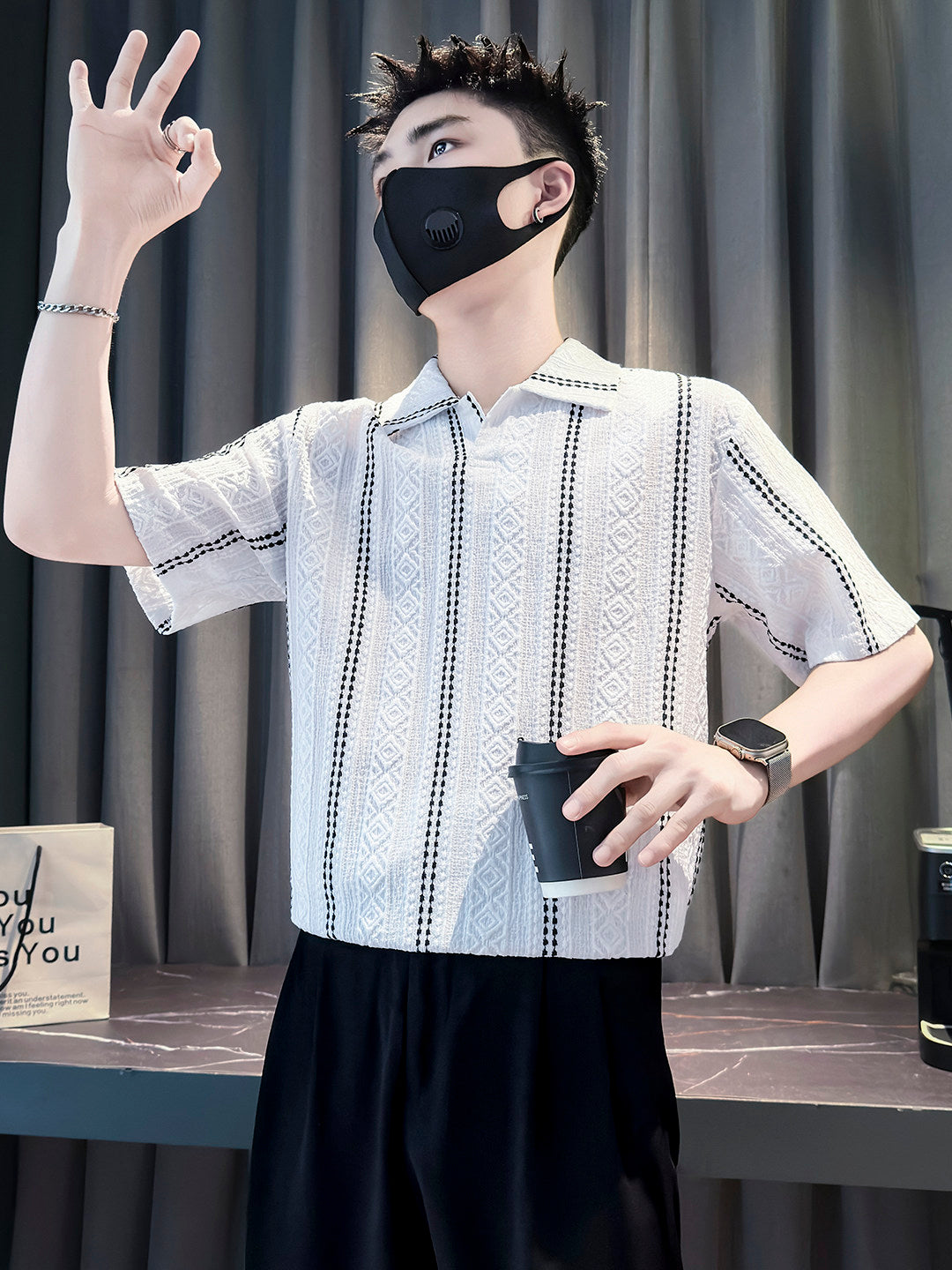 Mens Striped Stylish Casual Versatile Shirt