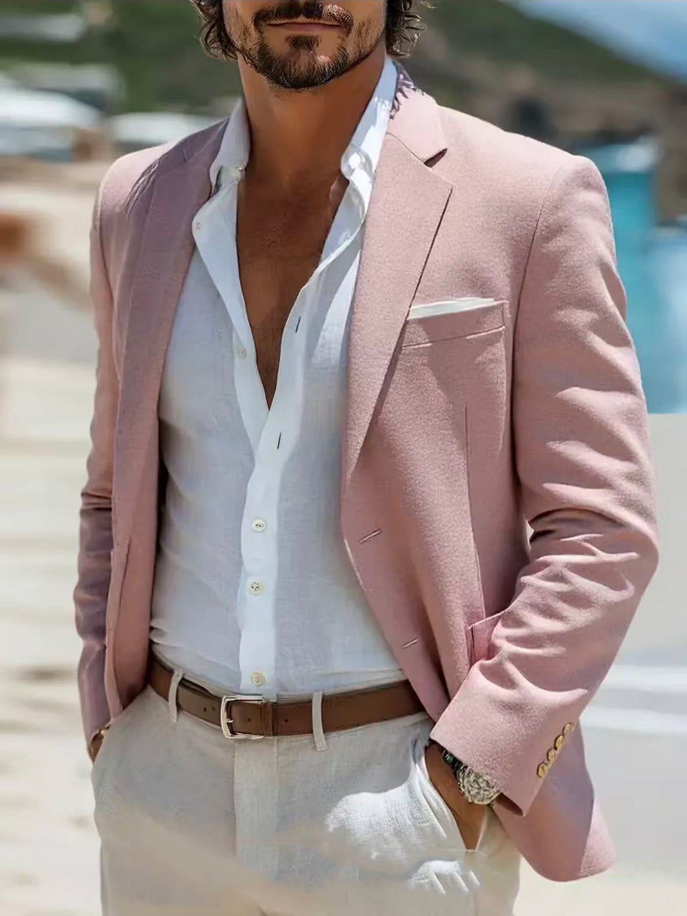 Mens Slim-fit Casual Suit Jacket, Fashionable Mens Outerwear