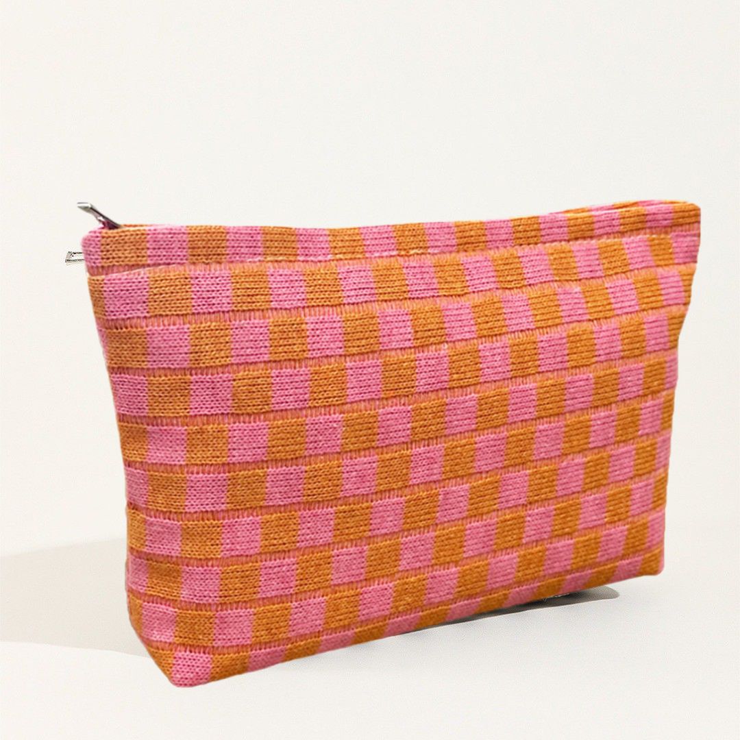 Large-capacity Yarn Checkerboard Makeup Bag