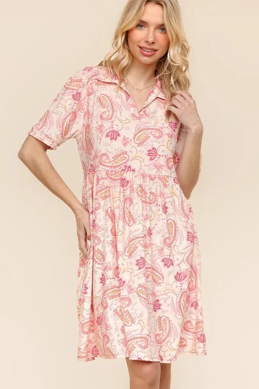 Fit and Flare Paisley Print Knit Dress For Summer – Paisley Print Dress, Fit and Flare Dress, Knit Dress, Classic Paisley Dress, Feminine Knit Dress