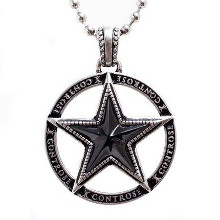 Collier pendentif Dark Star en acier inoxydable noir gothique