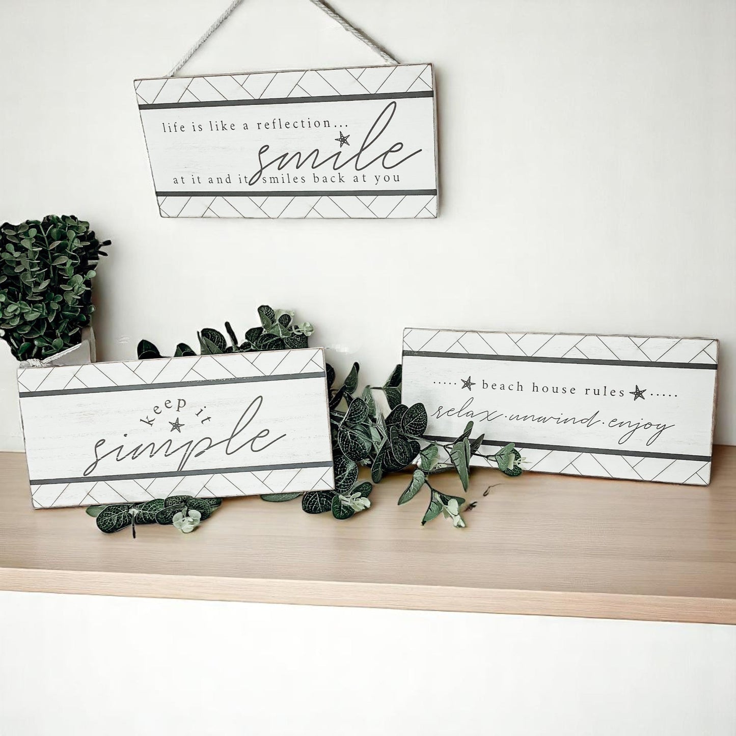 Keep It Simple Summer Schild 28x13cm Holz Strand Wanddeko Modern Coastal