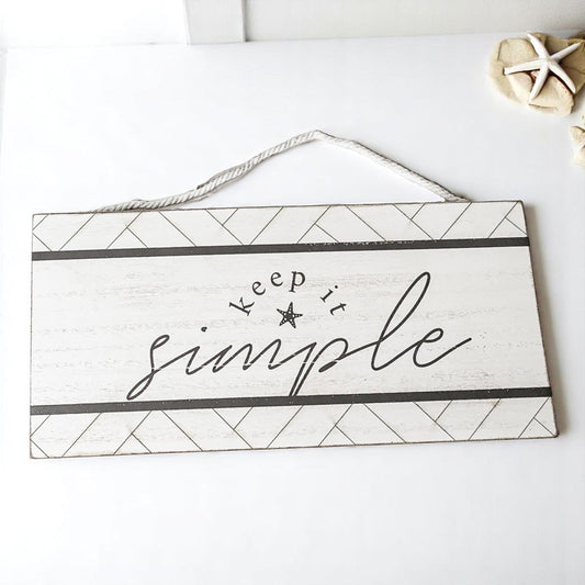 Décoration murale de plage moderne et côtière en bois 11x5, signe « Keep It Simple Summer »