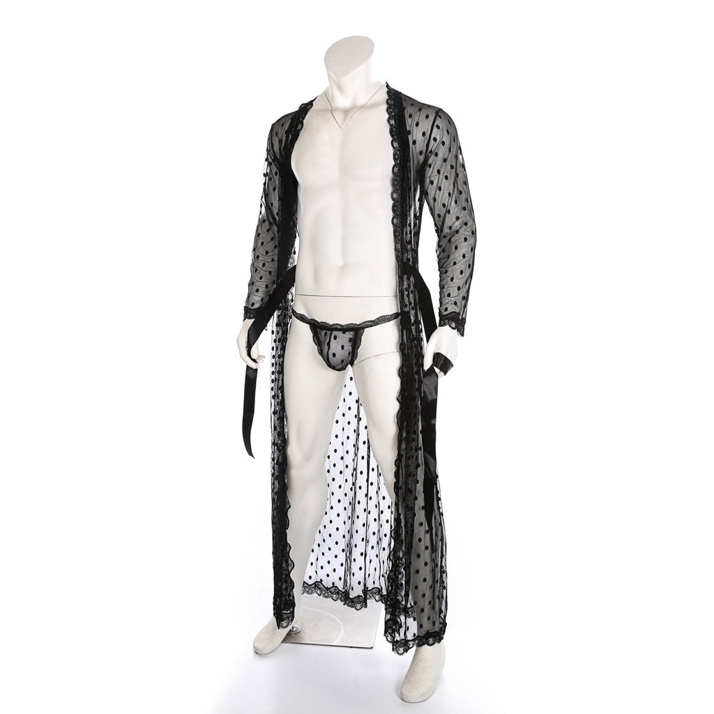 New Men's Japanese-style Polka Dot Lace Bathrobe
