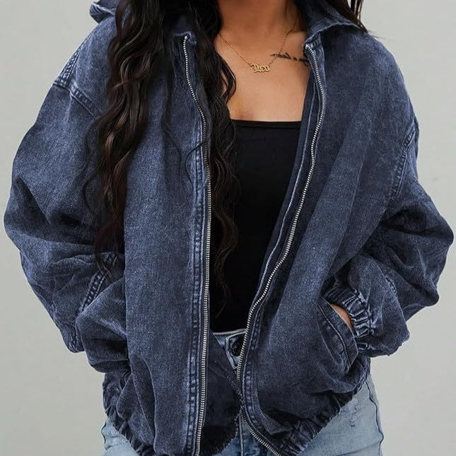Womens Vintage Washed Denim Jacket