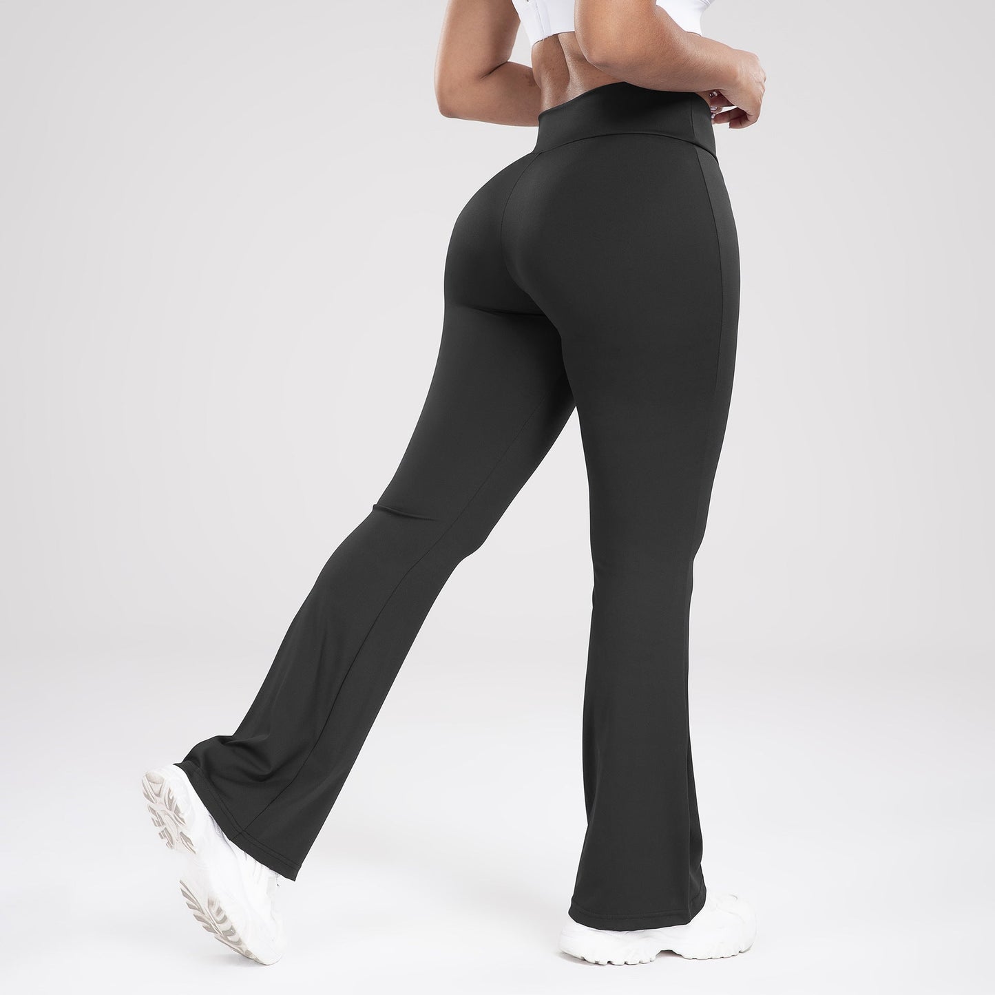 Women Crisscross Waist Flared Yoga Pants Slim Fit Outdoor Sports Casual Bell Bottom Active Trousers