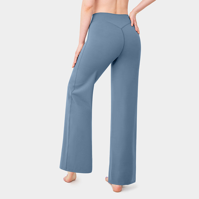 Loose Straight-leg Yoga Pants That Create A Slimming High-waisted Look
