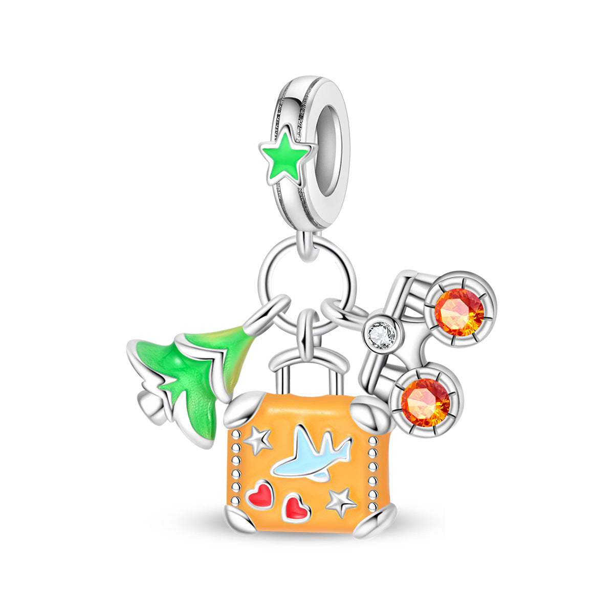 Airplane Suitcase World Travel DIY Bead Pendant Jewelry Accessory