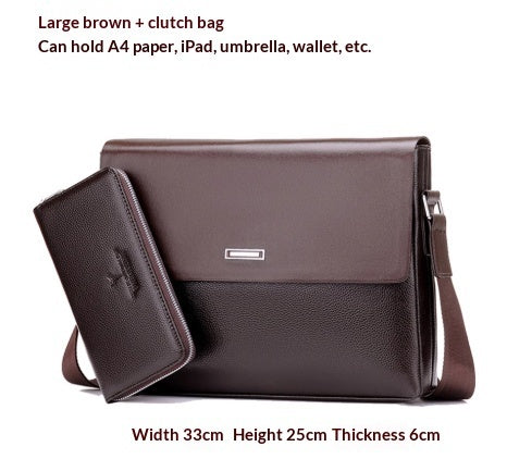 Trendy Men's Business Office And Casual Large-capacity Leather Bag