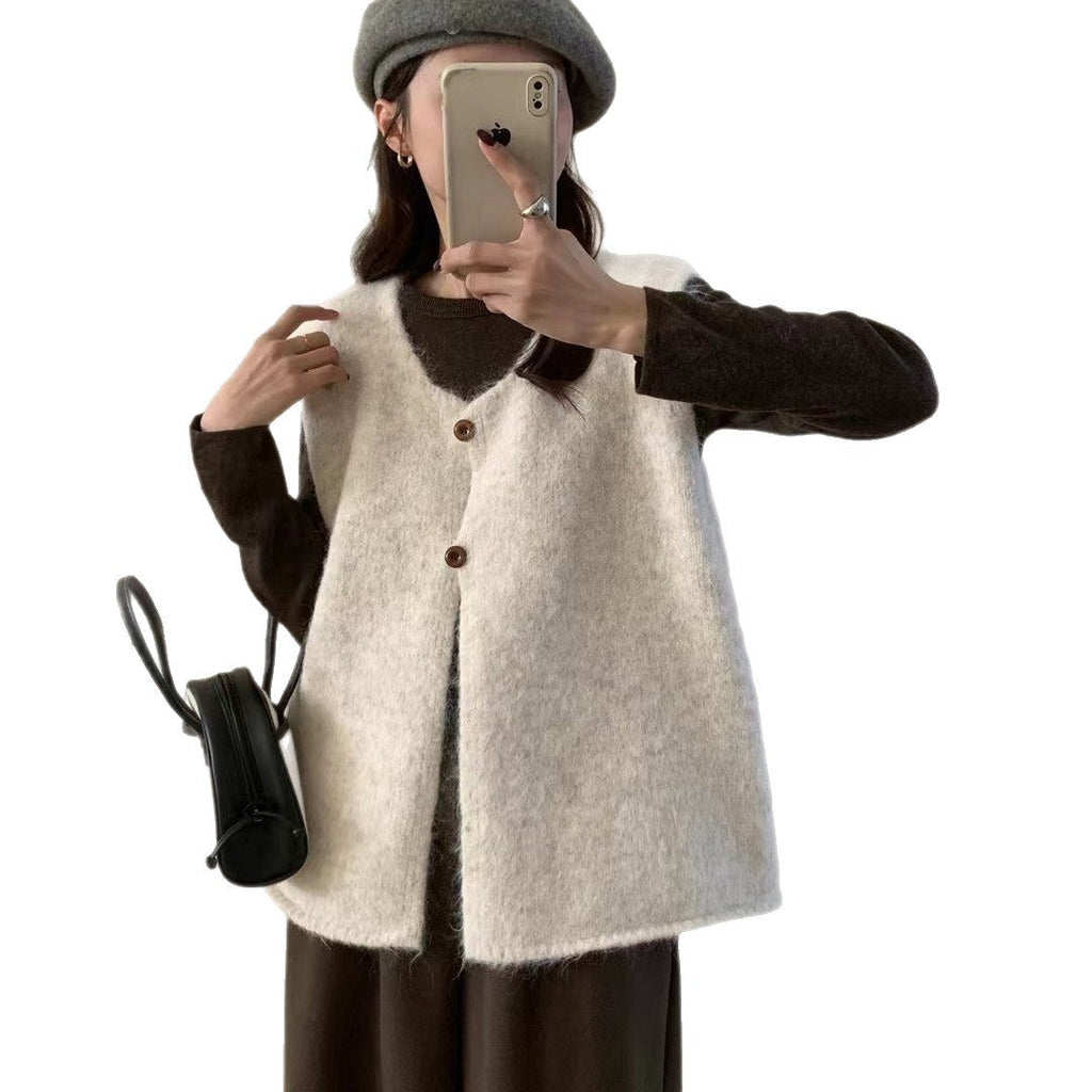Minimalist Versatile Soft And Cozy Lazy-styled Sweater Vest Loose-fitting Layered Knit Vest