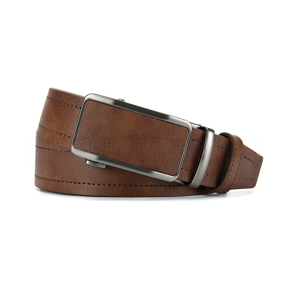 Men's Simple All-Match Alloy Automatic-Buckle Leather Belt