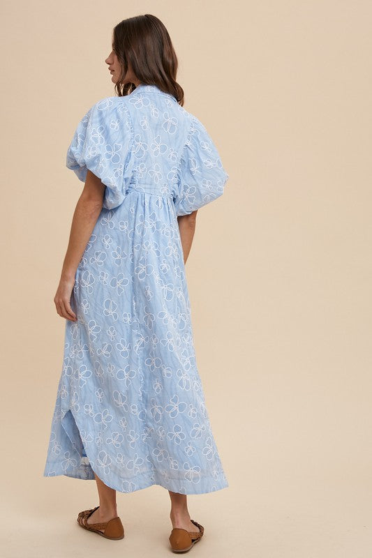 Floral Smock Detail Puff Sleeve Summer Dress – Feminine Floral Smocked Puff Sleeve Dress with Delicate Details for Casual and Special Occasions