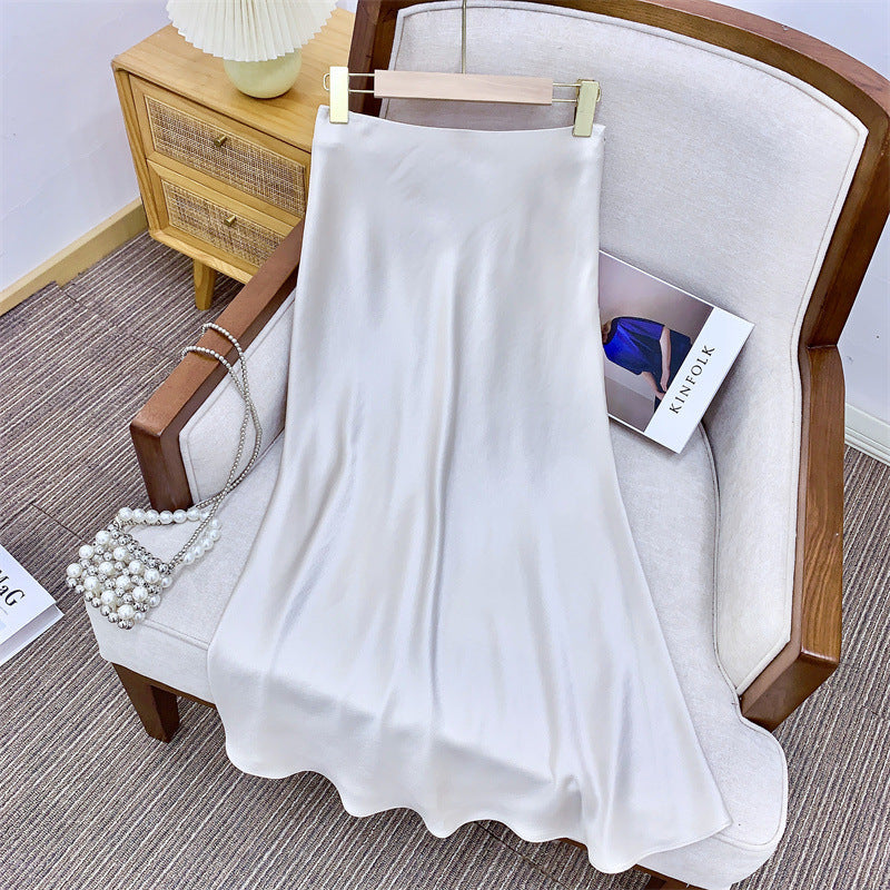 Water-wave-patterned Midi Skirt