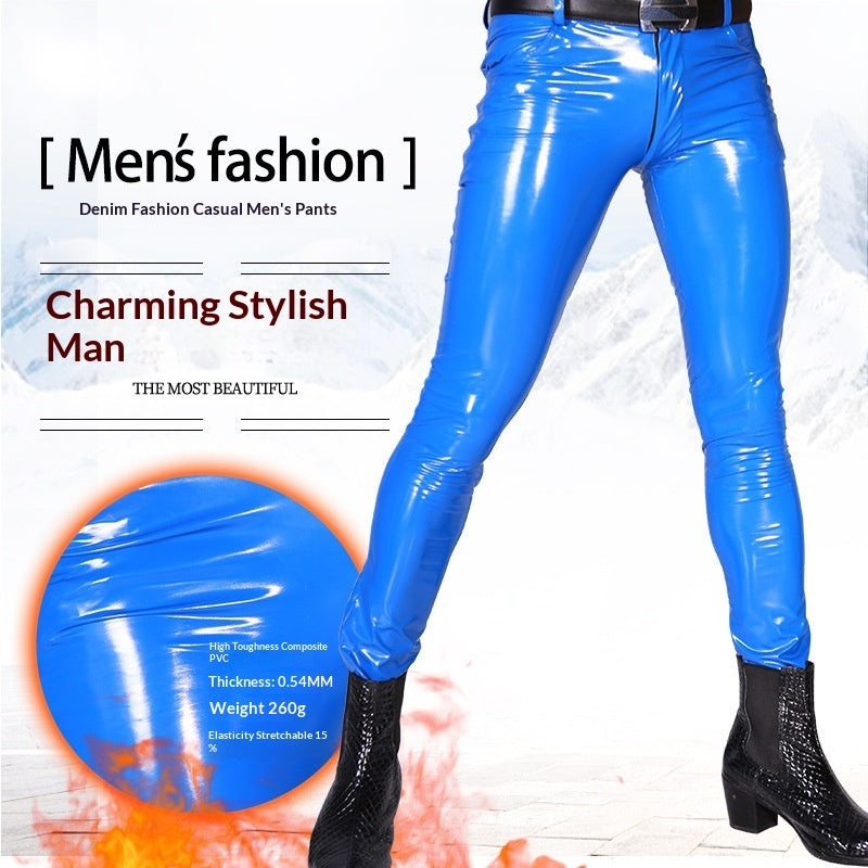 Mens Mirrored PU Latex Faux Leather Pants