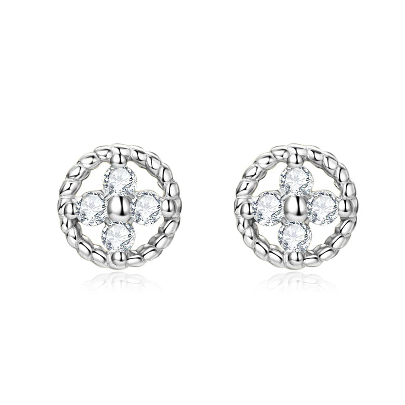 D-Color Moissanite Round Stud Earrings 925 Sterling Silver For Women Party