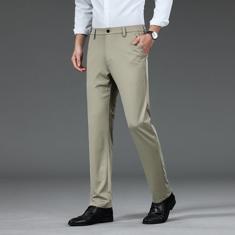 Mens Slim-fit Ice-silk Casual Pants