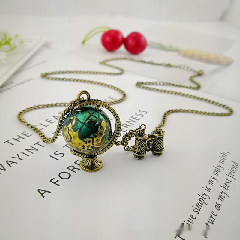 Telescope Earth Sweater Chain Necklace