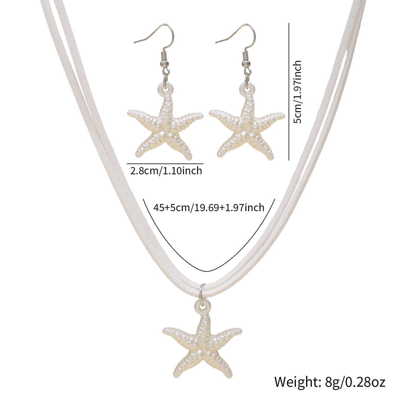 New Cross-border Bohemian Beach Jewelry Set For Women, Ocean Style Starfish Pendant Matching Earrings & Versatile Unique Necklace