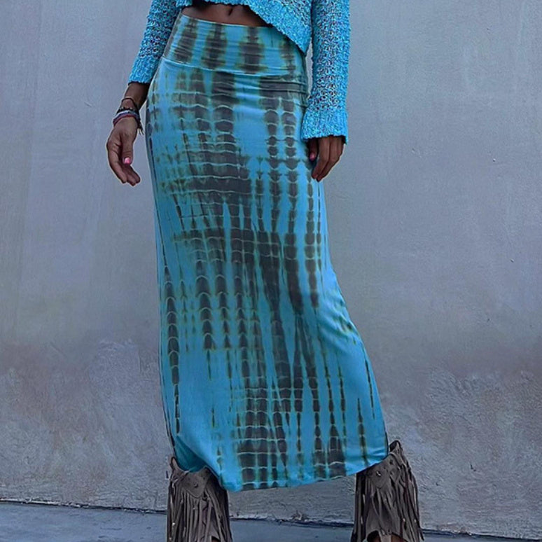Stitching Hollow-Out Knitwear Dress Suit