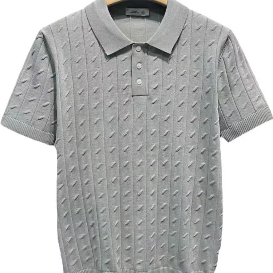 Mens Summer Striped Short-Sleeve Polo Shirt