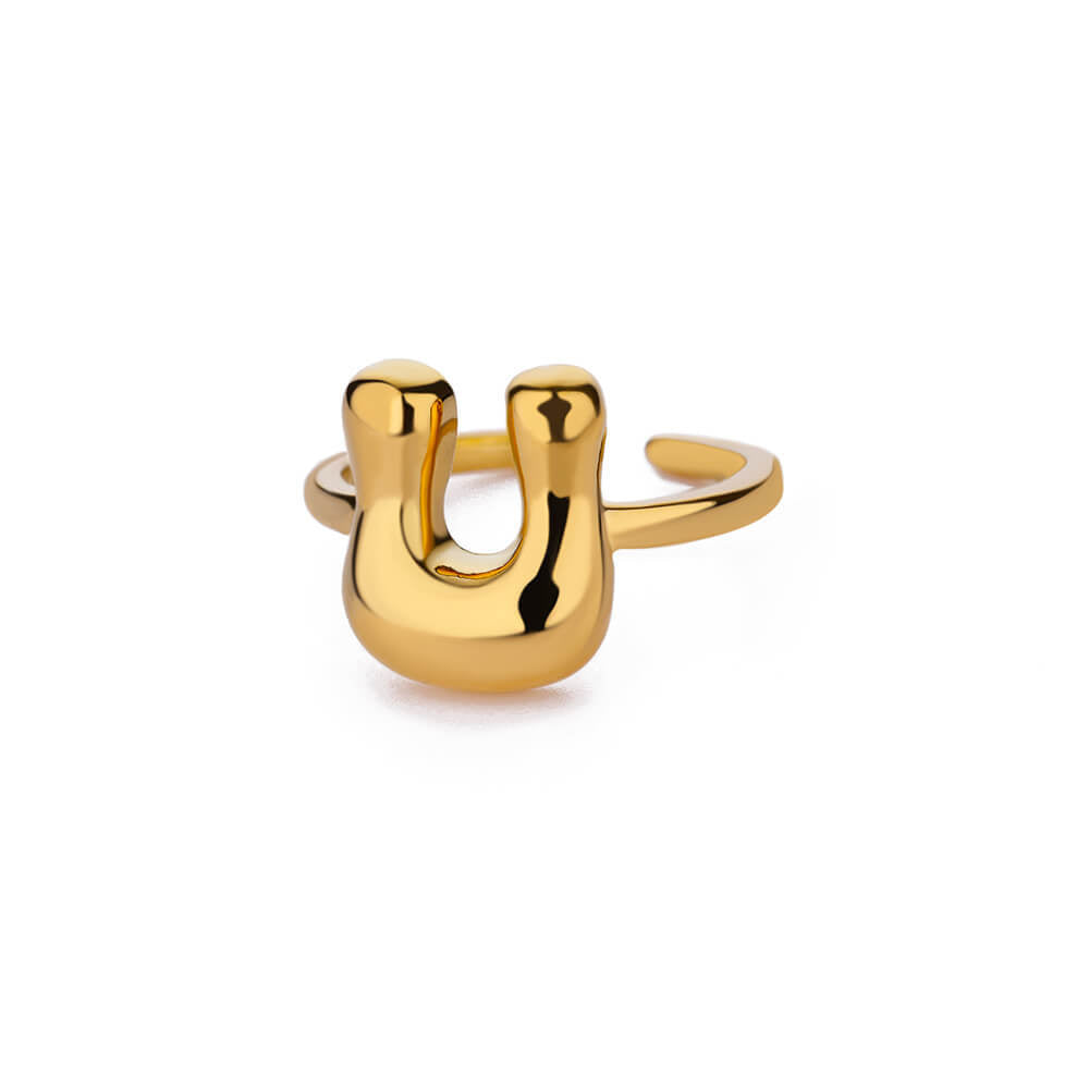 Cute Bubble Letters Ring Gold 18K Gold Plated Ring
