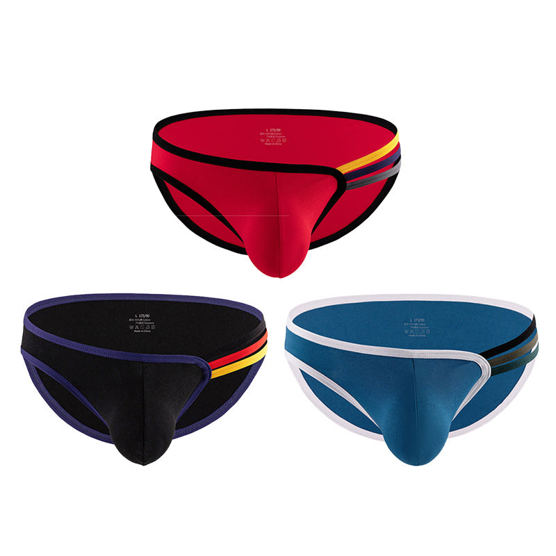 Men's T-shape Rainbow Cotton Breathable Sexy High Elastic Briefs U Bag