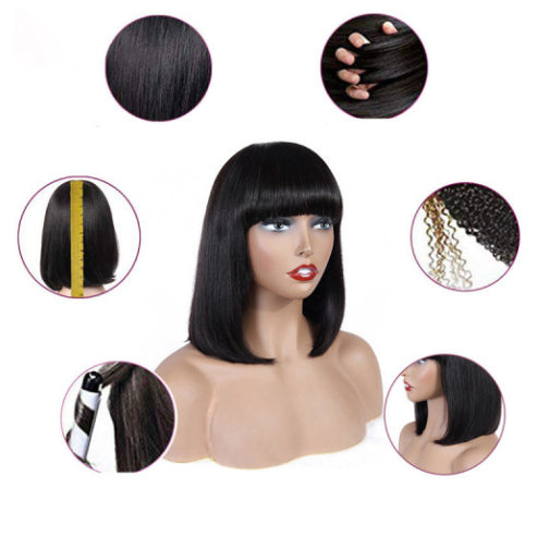 Human Hair Bob Wig Headgear Woven Top Heart Is Natural And Realistic