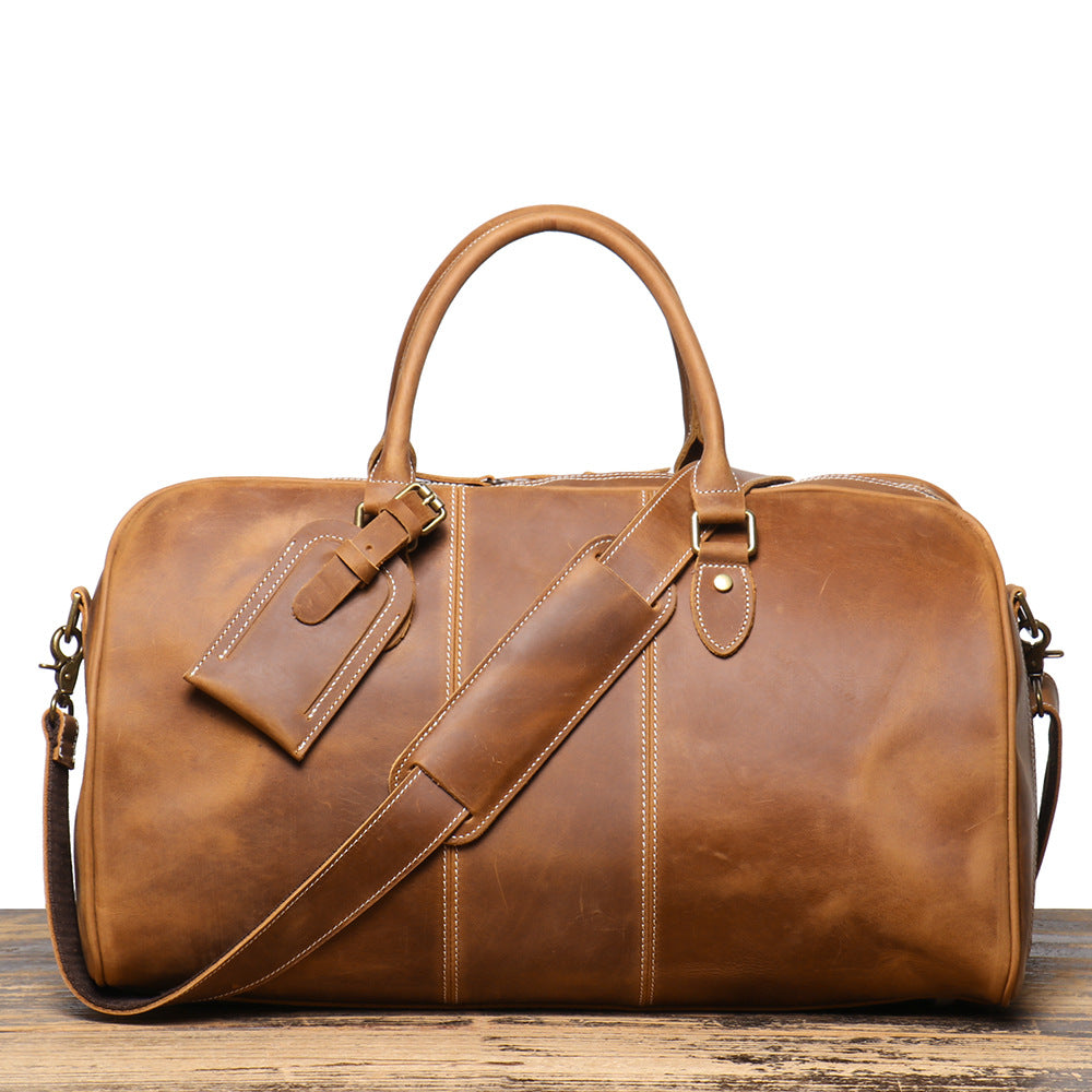 Retro New Men's Genuine Leather Portable Travel Bag