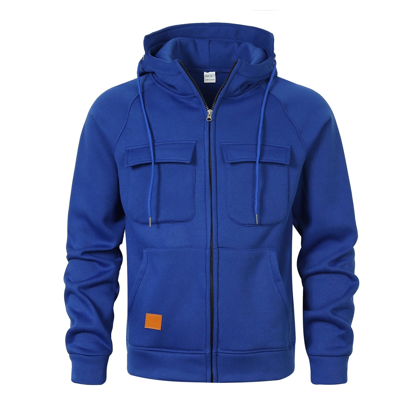 Mens Loose-Fit Hoodie With Multiple Pockets And A Stand-Up Collar