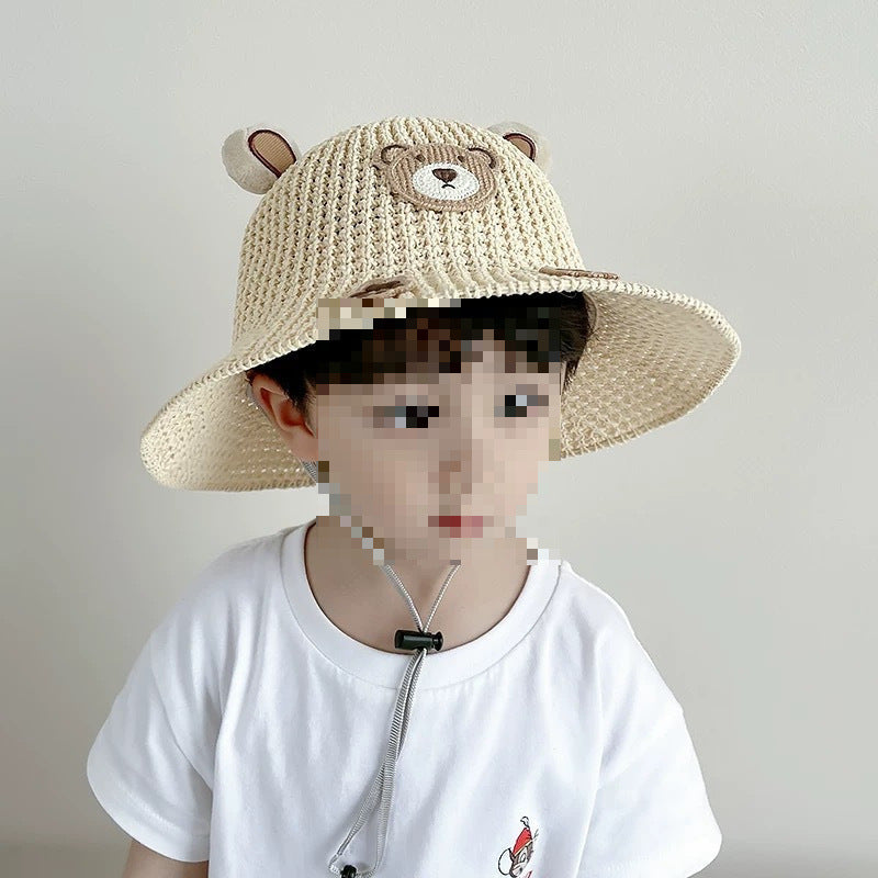 Bear Sun-proof Straw Hat Baby Travel Breathable Sun Hat