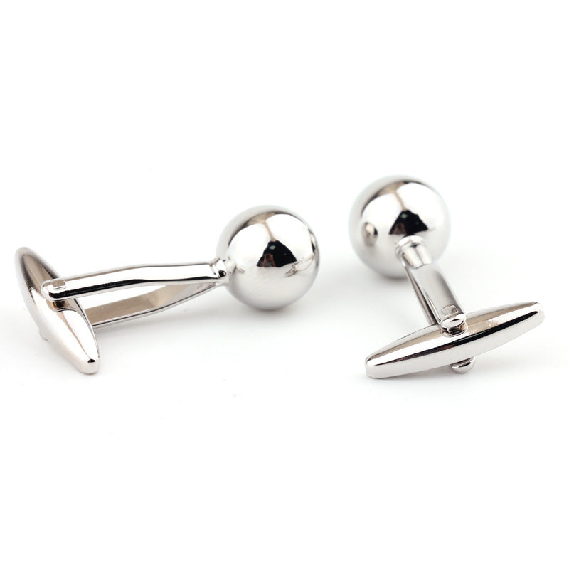 Silver Steel Ball Shape Metal Cufflinks French Shirt Men's Cufflink