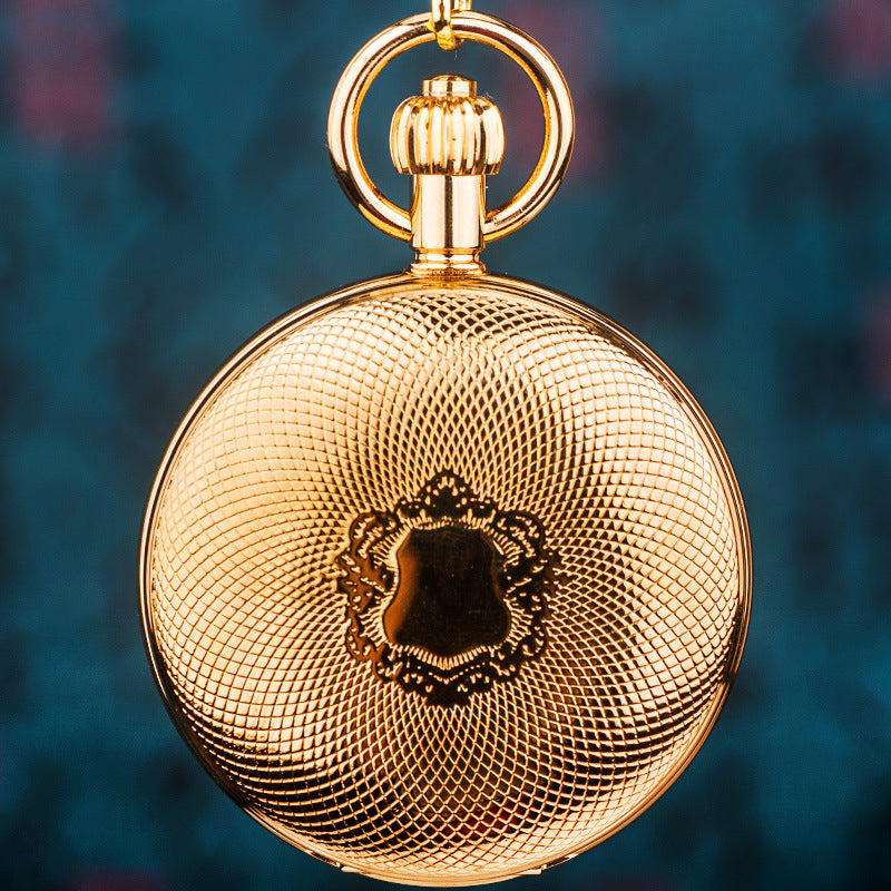 Pure Copper Double-Opening Flip-Top Mechanical Pocket Watch Sun Moon And Stars