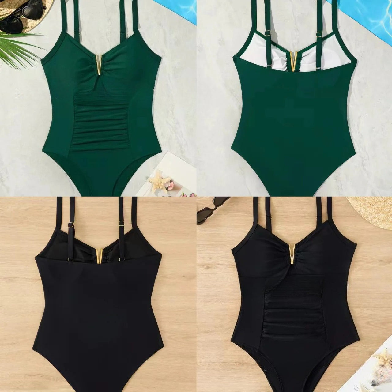 Women's One Piece Swimsuit Solid Color with Padded Bra Bathing Suit for Swimming