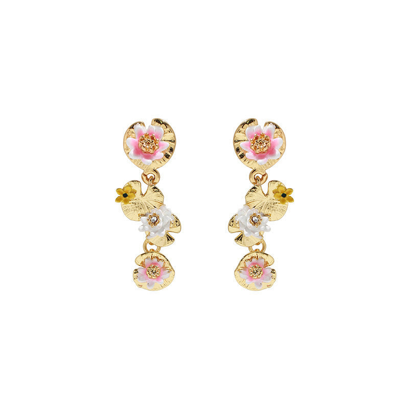 Water Lily Lotus Leaf Earrings