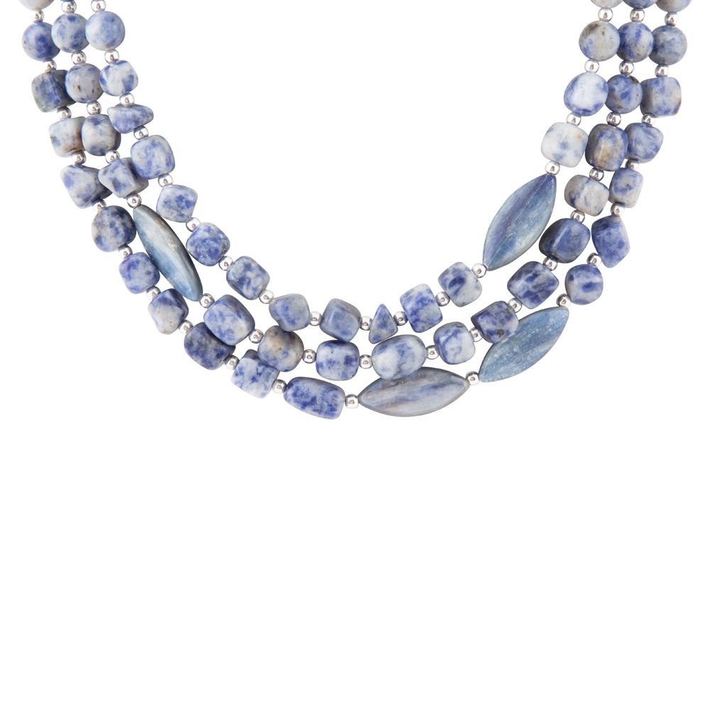 Collier en argent sterling avec lapis-lazuli bleu et cyanite denim