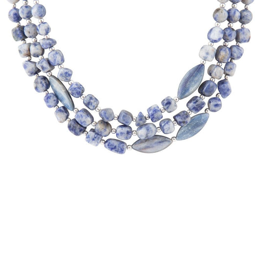 Halskette aus Lapislazuli, Sterlingsilber und Denim-Kyanit