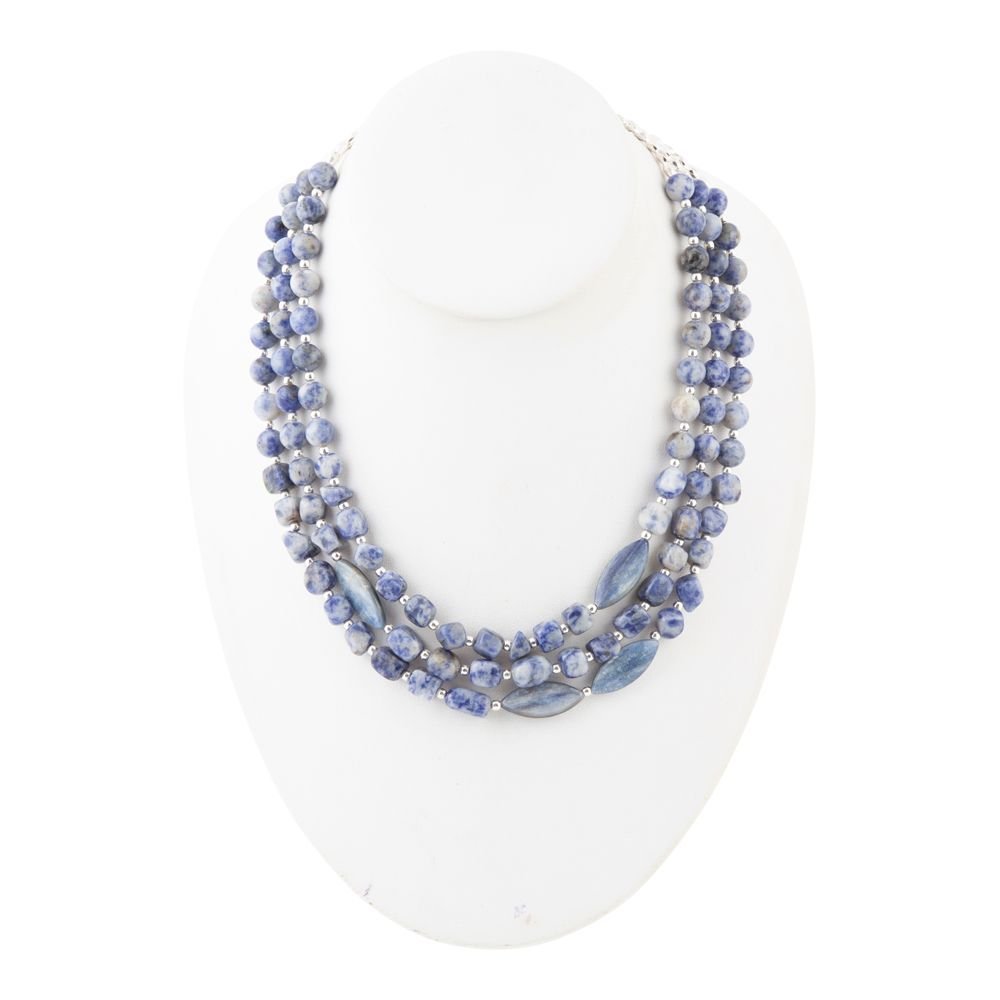 Collier en argent sterling avec lapis-lazuli bleu et cyanite denim