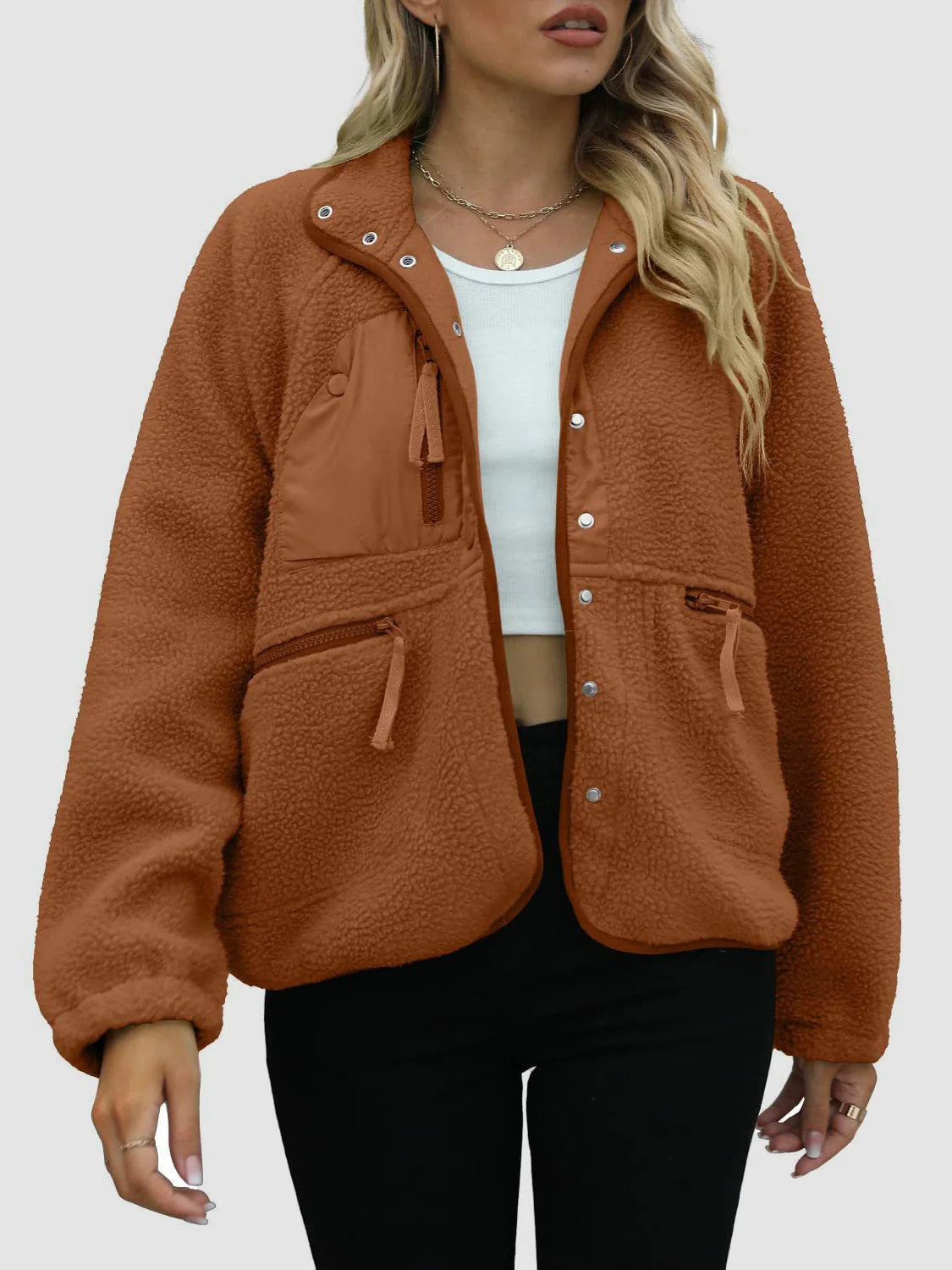Short Cardigan Plush Jacket Lamb Wool Coat