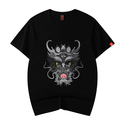 KH705 T-shirt brodé Tête de Dragon