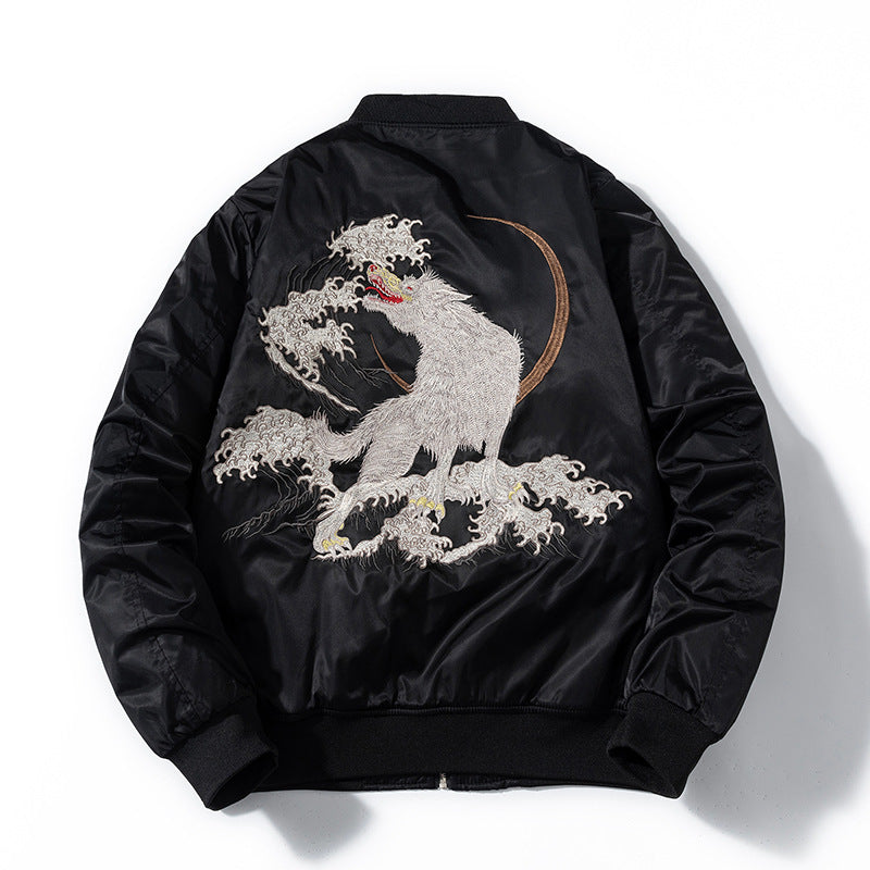 Mens Loose-Fit Trendy Embroidered Jacket