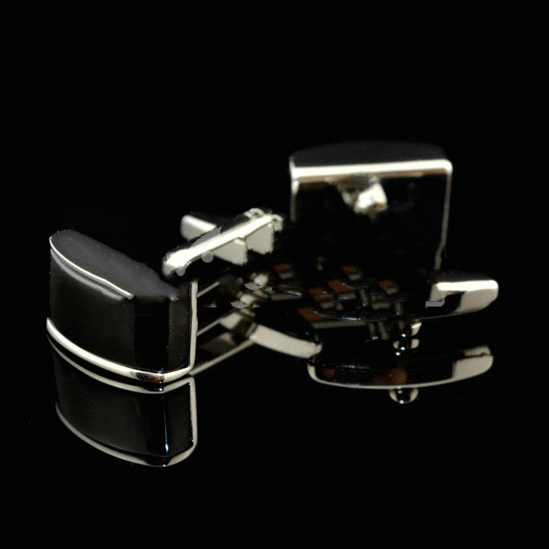 Curved Black Agate Cufflinks Cufflink