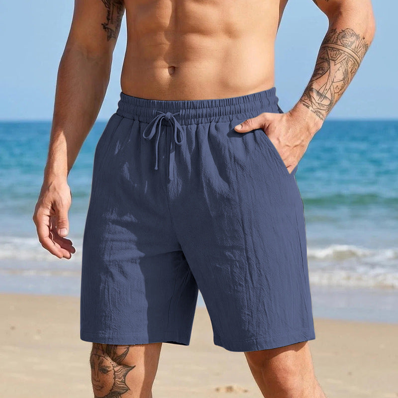 Mens Casual Loose Linen Beach Shorts