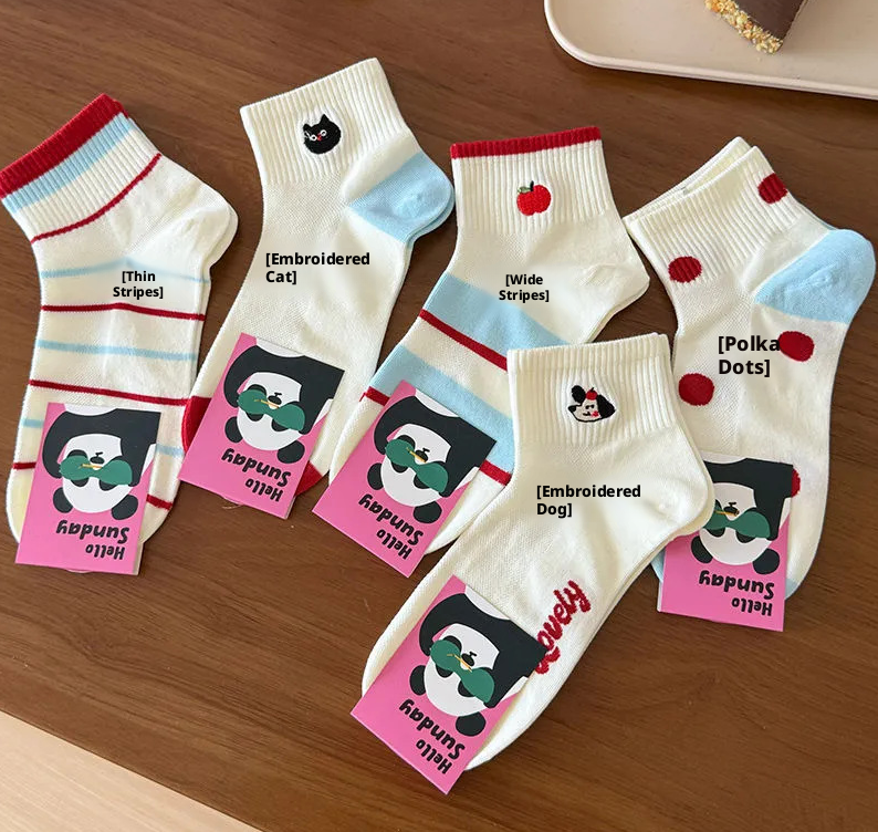 Socks-Short tube tubs-Polky dots-1 pair