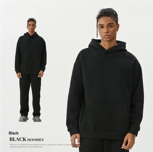 American-style Trendy Brand Fleece-lined Extra-thick Hoodie And Sweatpants Tracksuit Set