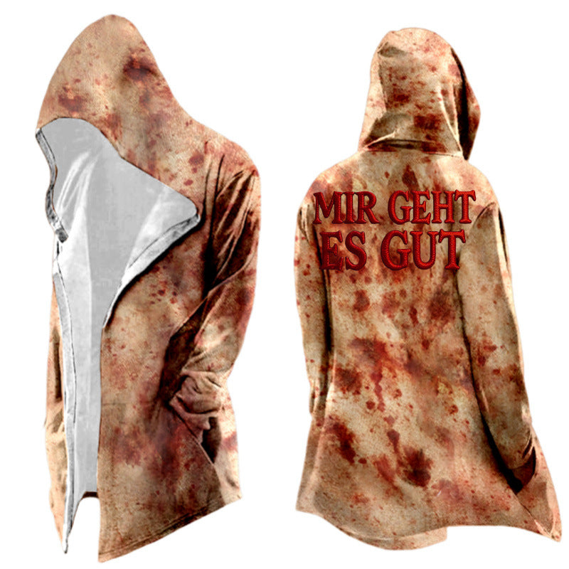 Mens Mid-Length Digital-Print Abstract Cape