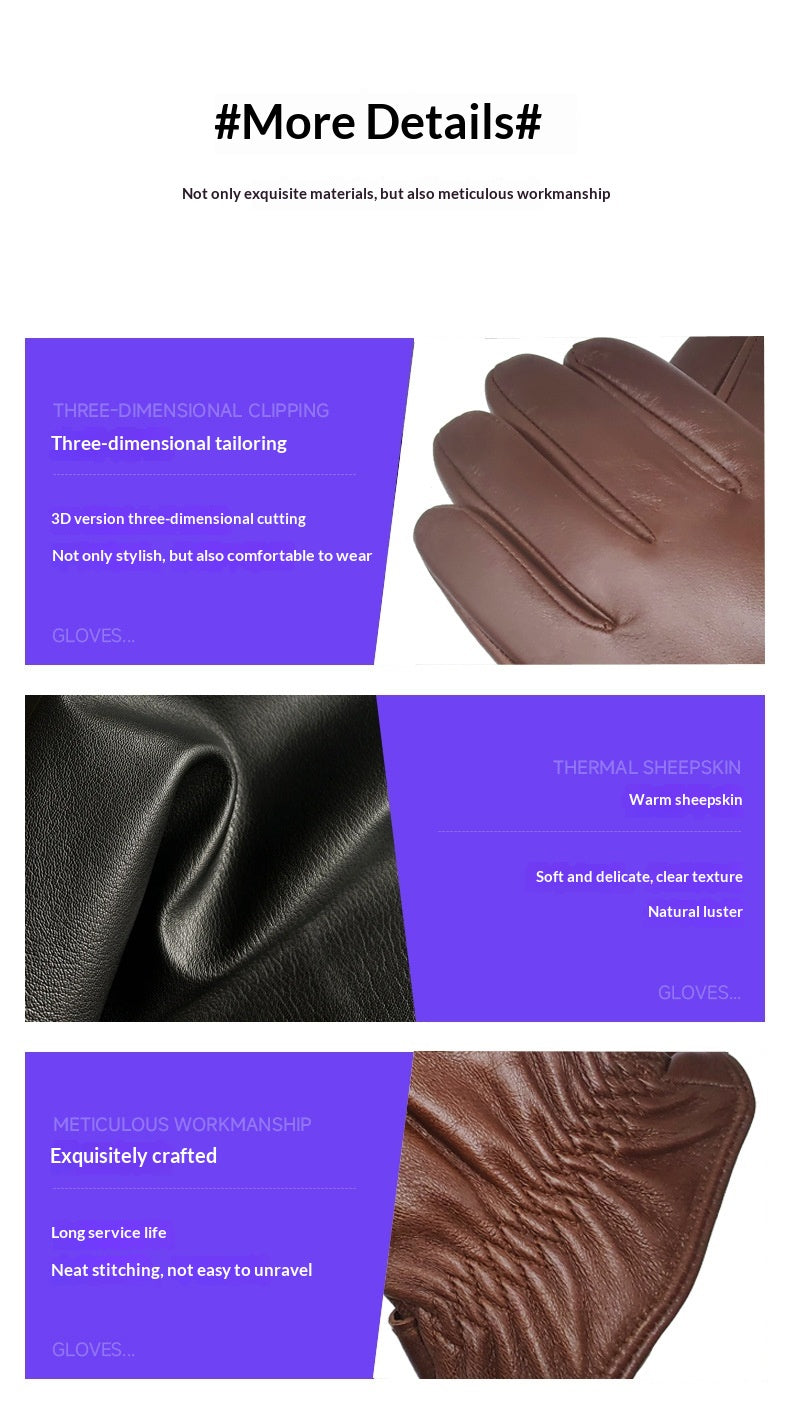 Mens Simple Stylish Waterproof Leather Gloves For Outdoor Cycling